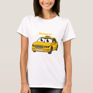 T-shirt Caricature amusante de taxi jaune mignon
