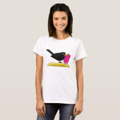 T-shirt Caricature Blackbird Manger Une Crème De Glace (Devant entier)