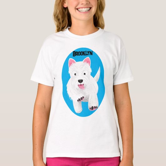 T-shirt Caricature blanche de terrier de l'ouest (Devant)