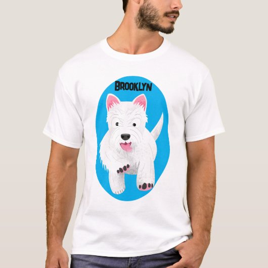 T-shirt Caricature blanche de terrier de l'ouest (Devant)