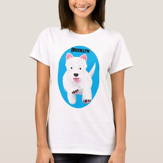 T-shirt Caricature blanche de terrier de l'ouest (Devant)