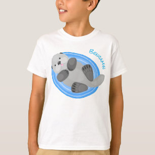 T-shirt Caricature bleu loutre de mer joyeux