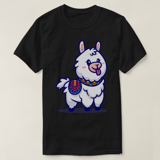 T-shirt Caricature Cute Alpaca Llama (Design devant)