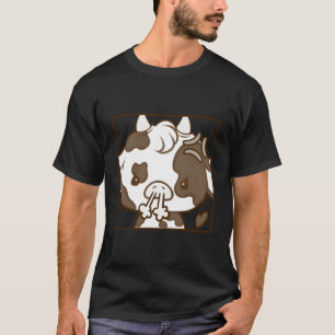 T-shirt Caricature Cute Kawaii Coquette Emote Vache en col