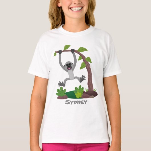 T-shirt Caricature de bande de gibbon joyeux (Devant)