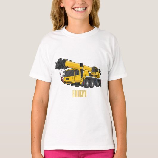 T-shirt Caricature de camion de grue illustrant le tablier (Devant)