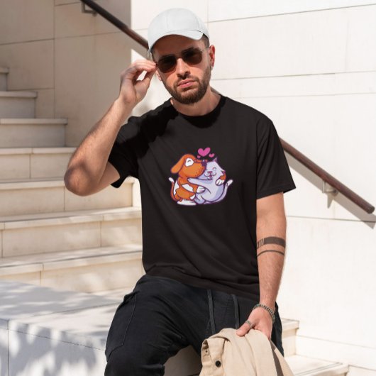 T-shirt Caricature De Cat Et Chien Accrochée