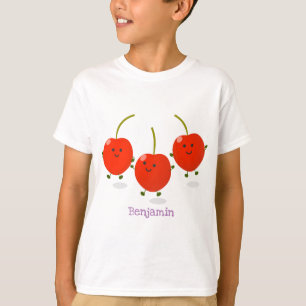 T-shirt Caricature de cerises rouges à sauter mûr