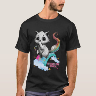 T-shirt Caricature de chat drôle avec des pets arc-en-ciel