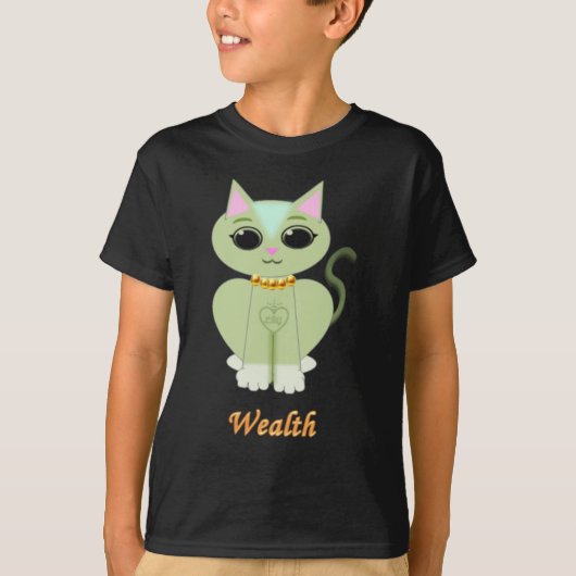 T-shirt Caricature de chat kitty vert mignon (Devant)