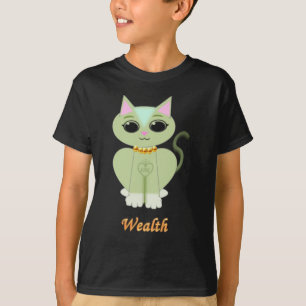 T-shirt Caricature de chaton vert pâle
