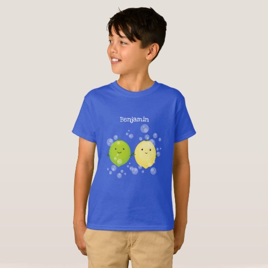 T-shirt Caricature de chaux de citron joyeux (Devant entier)