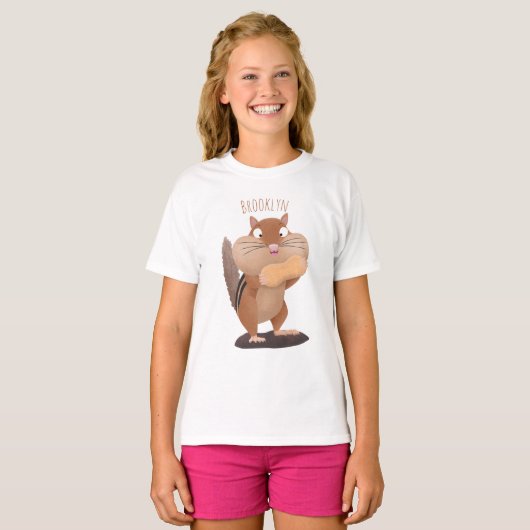 T-shirt Caricature de chipmunk à grosses joues mignonnes (Devant entier)