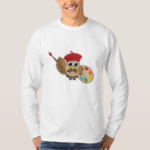 T-shirt Caricature de Chouette Peintre Cute