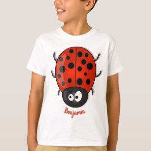 T-shirt Caricature de coccinelle rouge joyeux