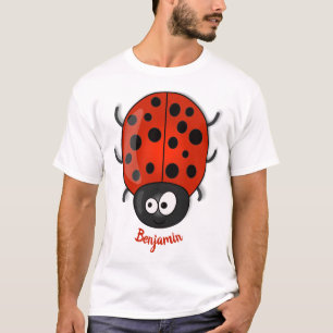 T-shirt Caricature de coccinelle rouge joyeux