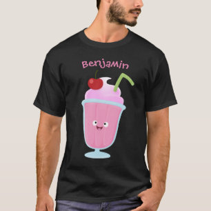 T-shirt Caricature de crème glacée de fraise mignonne