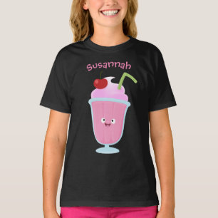 T-shirt Caricature de crème glacée de fraise mignonne