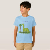T-shirt Caricature de dinosaure de brontosaurus vert migno (Devant entier)