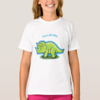 Caricature de dinosaure de triceratops vert mignon