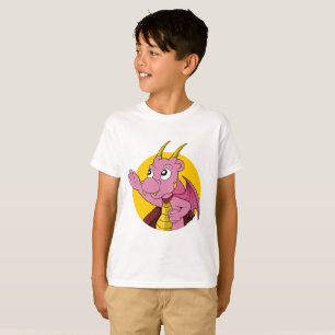 T-shirt Caricature de dragon rose