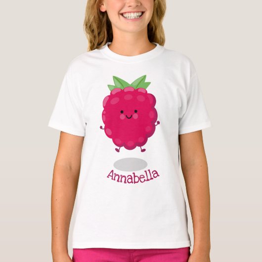 T-shirt Caricature de framboise très heureuse (Devant)