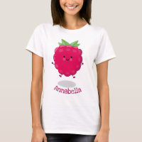 Caricature de framboise très heureuse
