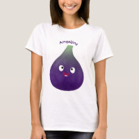 Caricature de fruits mauve joyeux aux figues