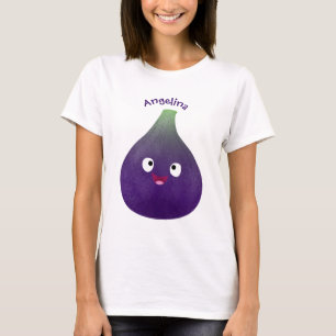 T-shirt Caricature de fruits mauve joyeux aux figues