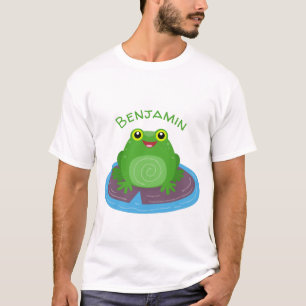 T-shirt Caricature de grenouille verte mignonne