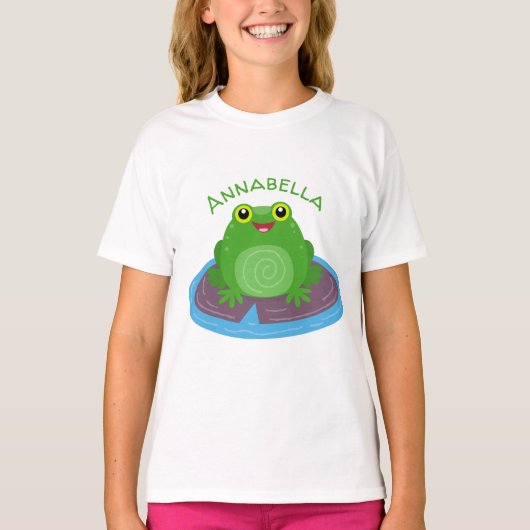 T-shirt Caricature de grenouille verte mignonne (Devant)