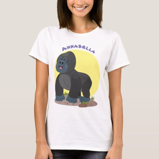 T-shirt Caricature de gros gorilles joyeux (Devant)