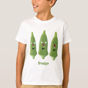 T-shirt Caricature de légumes de l'okra chantante mignonne
