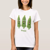 T-shirt Caricature de légumes de l'okra chantante mignonne (Devant)