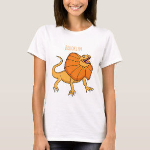 T-shirt Caricature de lézard à col frisé orange