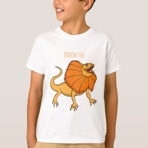 T-shirt Caricature de lézard à col frisé orange