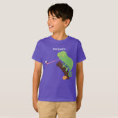 T-shirt Caricature de lézard de caméléon vert joyeux (Devant entier)