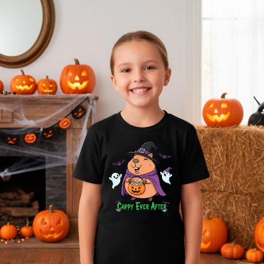 T-shirt Caricature de mignon Halloween Capybara "Cappy Eve