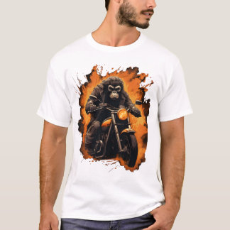 T-shirt Caricature de motocycliste singe