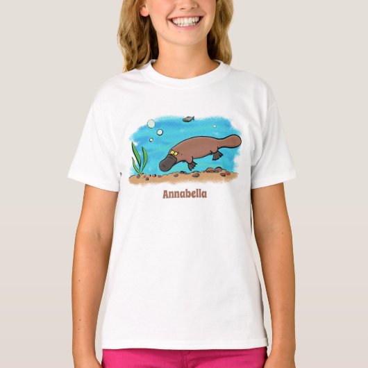 T-shirt Caricature de natation de Cute platypus (Devant)