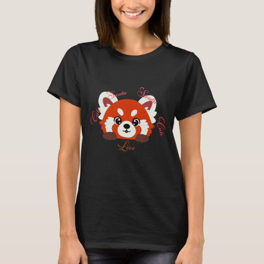 T-shirt Caricature de panda rouge Sweetie (Devant)