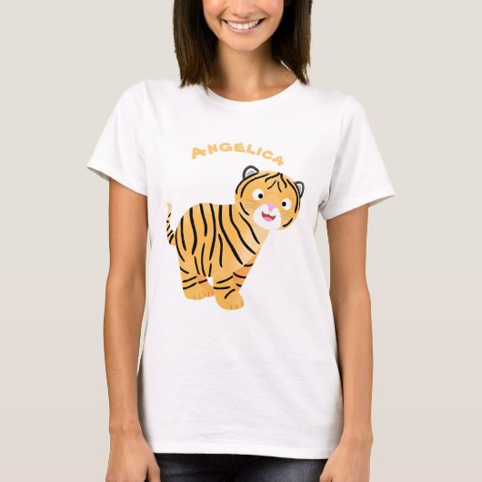 T-shirt Caricature de petit tigre joyeux (Devant)