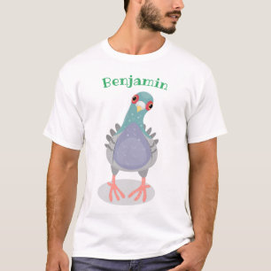 T-shirt Caricature de pigeon curieuse
