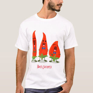 T-shirt Caricature de piments chantants mignons
