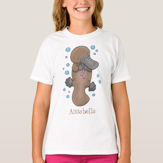 T-shirt Caricature de platypus bébé très heureuse (Devant)
