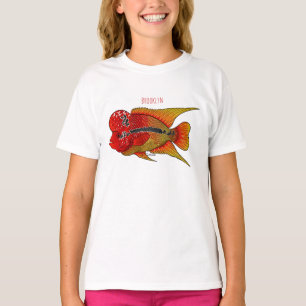 T-shirt Caricature de poisson cichlide à fleur