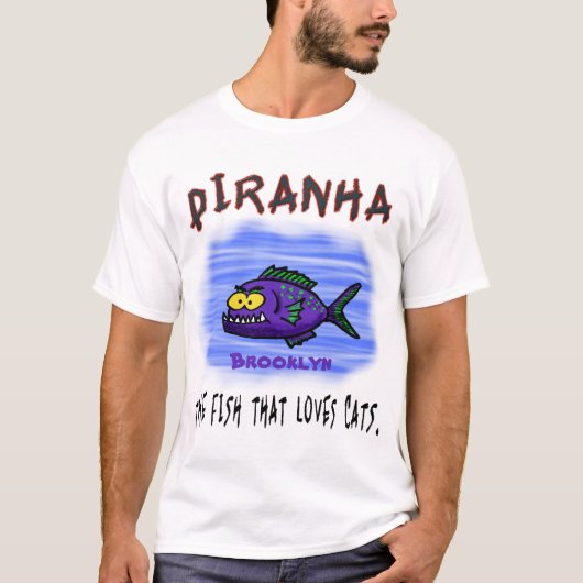 T-shirt Caricature de poisson de Piranha (Devant)