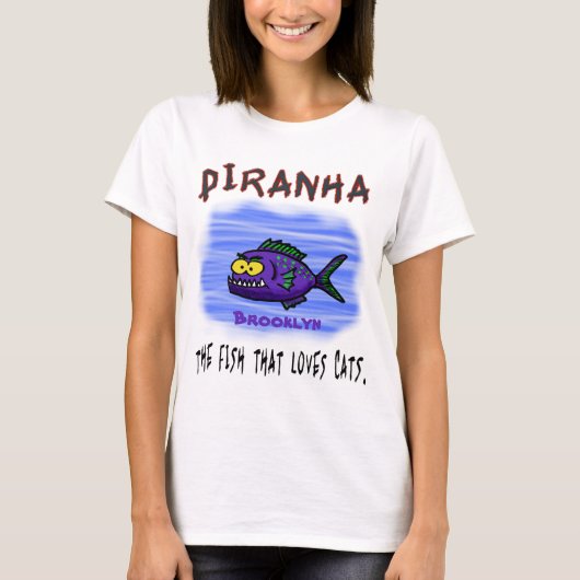 T-shirt Caricature de poisson de Piranha (Devant)
