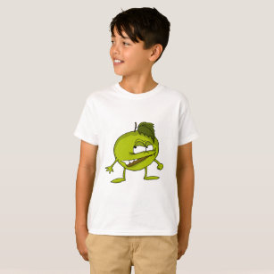 T-shirt Caricature de pomme verte avec un sourire vicieux