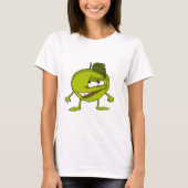 T-shirt Caricature de pomme verte avec un sourire vicieux (Devant)